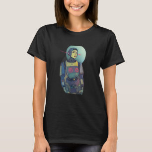 Camiseta Hermosa Mujer En Un Suelo De Espacio Ciberpunk D
