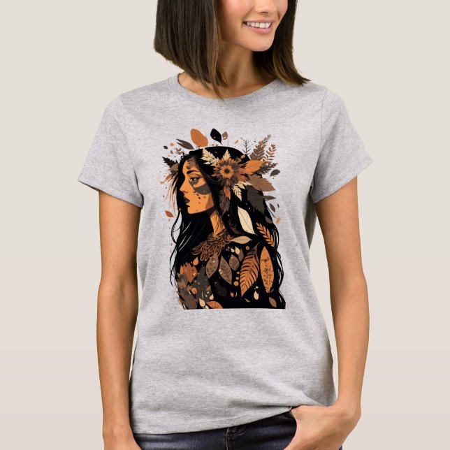 Camiseta Hermosa mujer nativa norteamericana pintada (Anverso)