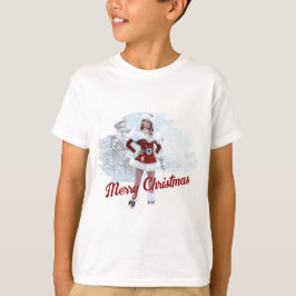 Camiseta Hermosa mujer Navidad por la nieve de invierno