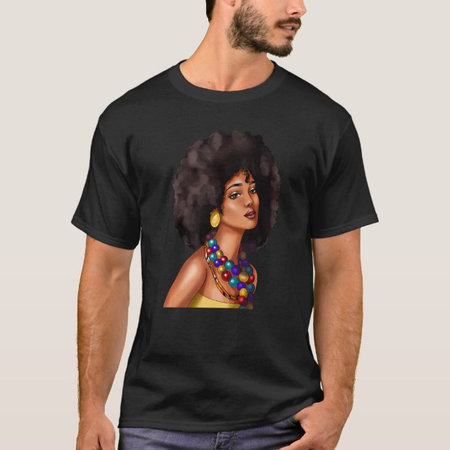 Camiseta Hermosa mujer negra africana (Anverso)