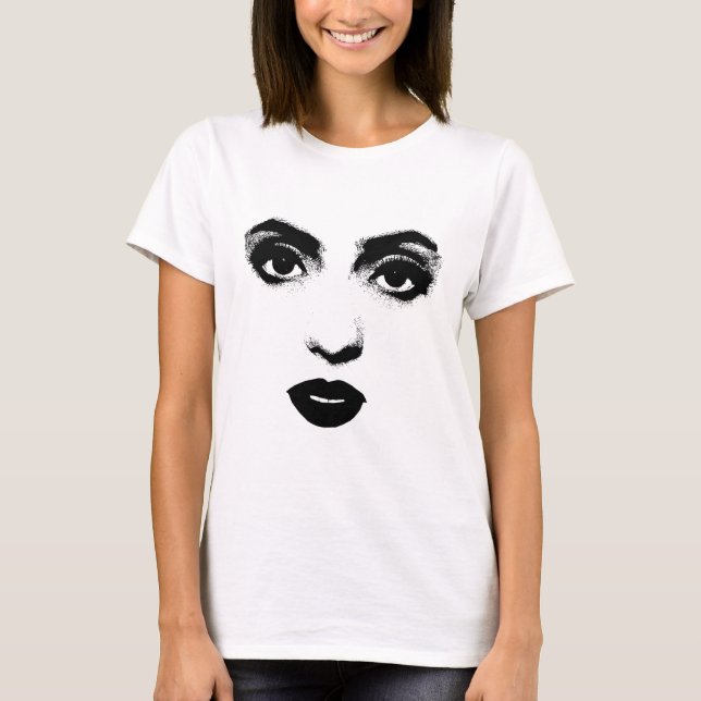 Camiseta Hermosa mujer ojos labios maquillaje cara Arte ori (Anverso)