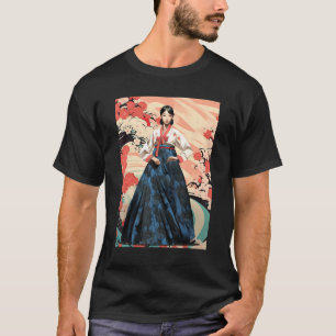 Camiseta Hermosa mujer surcoreana con hanbok en Seúl