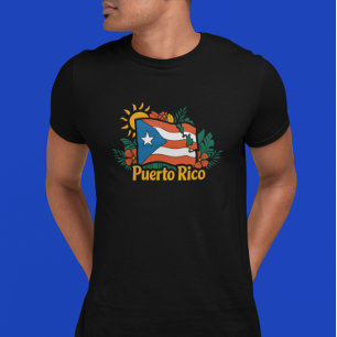 Camiseta Hermosa obra de arte floral de la bandera de Puert