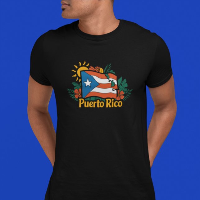 Camiseta Hermosa obra de arte floral de la bandera de Puert (Beautiful Floral Puerto Rico Flag Artwork T-Shirt)