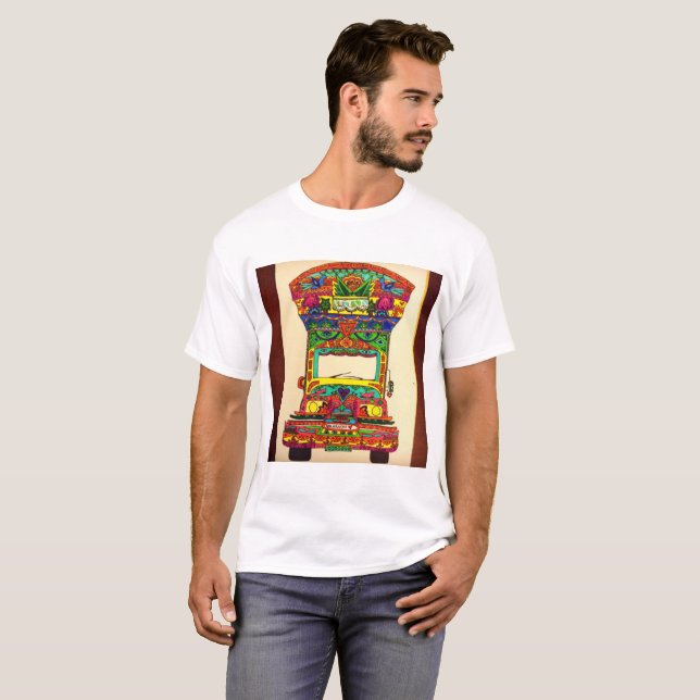 Camiseta hermosa paquistaní del arte del camión (Anverso completo)