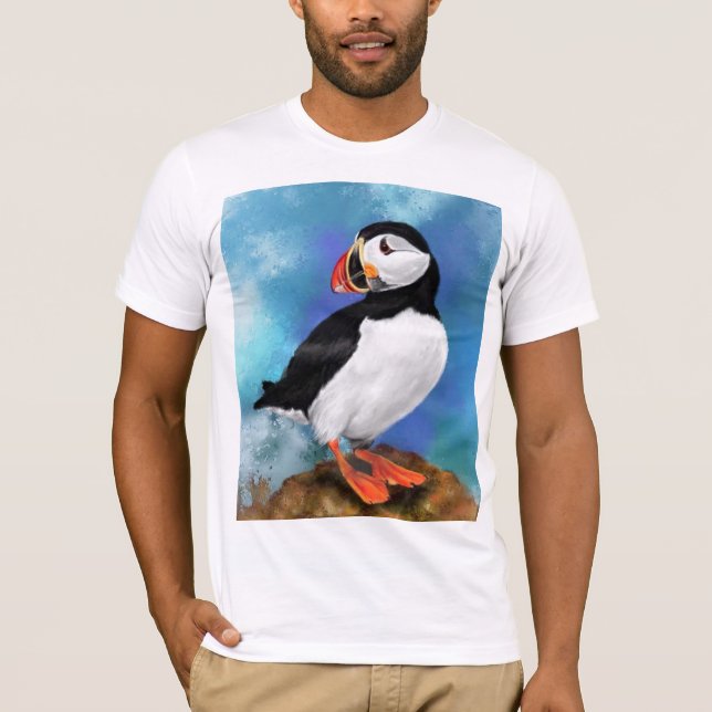 Camiseta Hermosa pintura de pájaros de la merluza atlántica (Anverso)