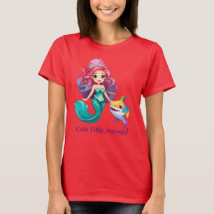 Camiseta Hermosa princesa de sirena de tiburón arco iris ni