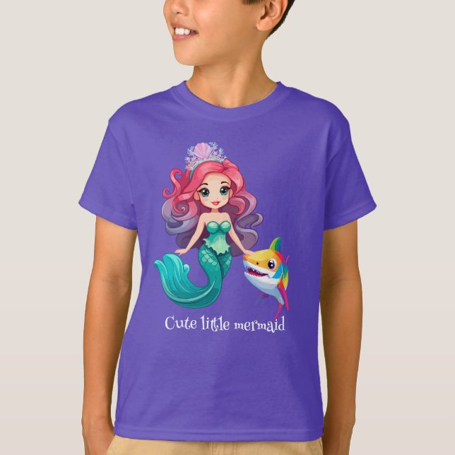 Camiseta Hermosa princesa de sirena de tiburón arco iris ni (Anverso)