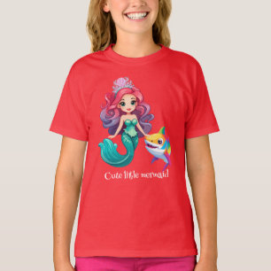Camiseta Hermosa princesa de sirena de tiburón arco iris ni