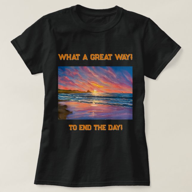 Camiseta Hermosa puesta de sol en la pintura acuática de la (Diseño del anverso)