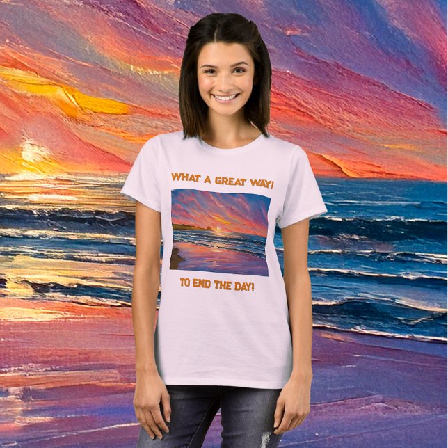 Camiseta Hermosa puesta de sol en la pintura acuática de la (Subido por el creador)