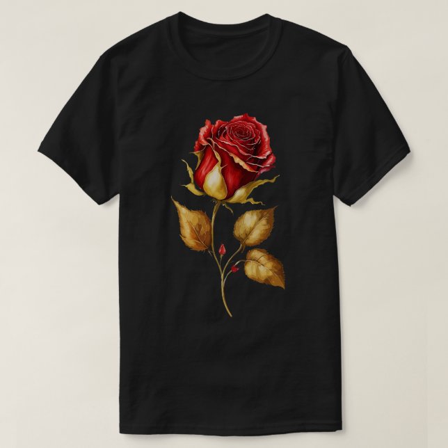 Camiseta Hermosa rosa roja (Diseño del anverso)