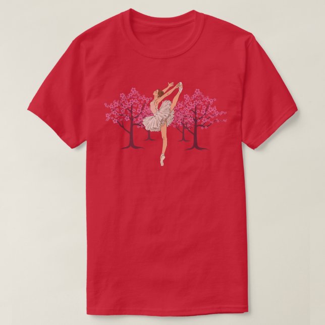 Camiseta Hermosa Sakura Cherry Blossom En Pointe Ballerin (Diseño del anverso)