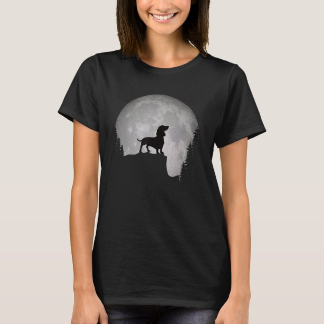 Camiseta Hermosa Silhouette Retro Dachshund Perro. Love Dac (Anverso)