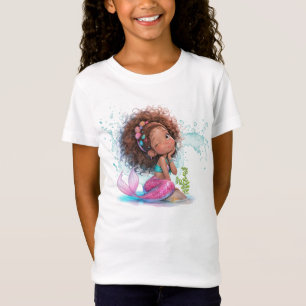 Camiseta Hermosa sirena marrón cumpleaños Chica T-Shirt