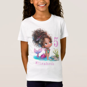 Camiseta Hermosa sirena marrón cumpleaños Chica T-Shirt