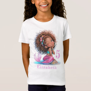 Camiseta Hermosa sirena marrón cumpleaños Chica T-Shirt