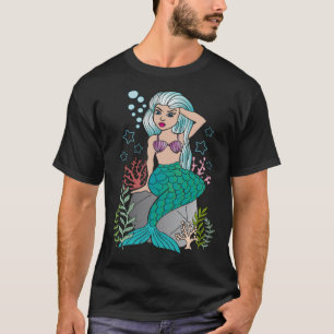 Camiseta Hermosa Sirena Mujeres Chicas Nadando Subacuática