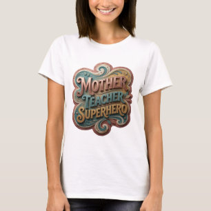 Camiseta Hermosa SUPERHEROE MAESTRA MADRE Naranja