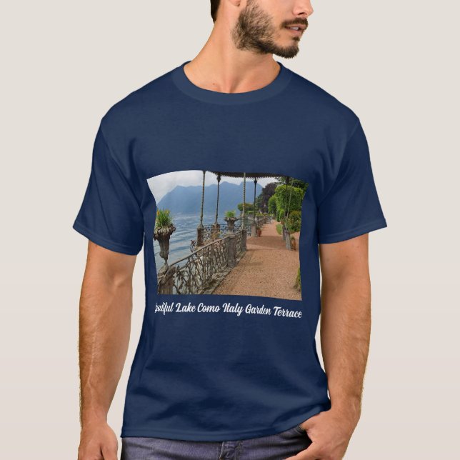 Camiseta Hermosa terraza jardín del lago Como Italia (Anverso)