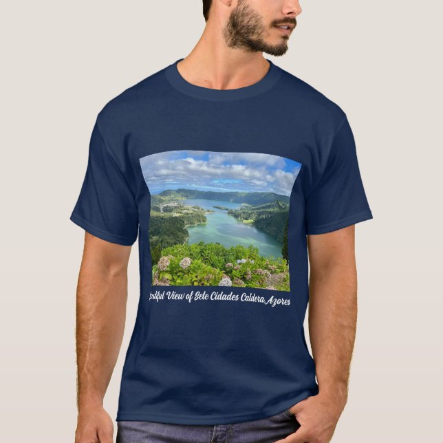 Camiseta Hermosa vista de Sete Cidades Caldera, Azores (Anverso)