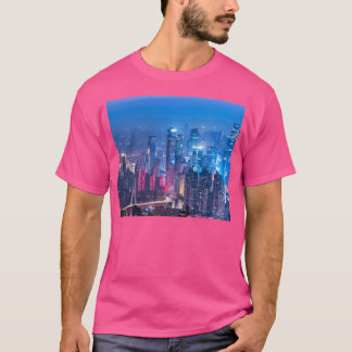 Camiseta Hermosa vista panorámica de la ciudad nocturna