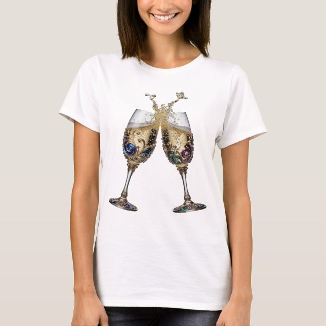 Camiseta Hermosas COPAS DE CHAMPÁN de plata Tee (Anverso)