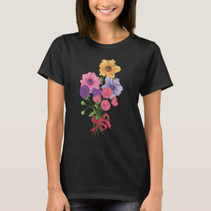 Camiseta Hermosas flores botánicas coloridas de flores silv