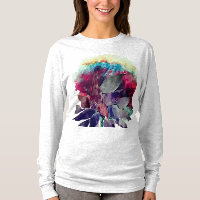 Camiseta Hermosas flores de capullo en acuarela (Anverso)