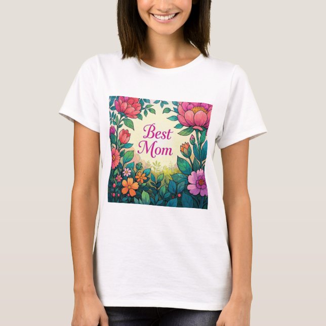 Camiseta Hermosas flores de color acuático (Anverso)