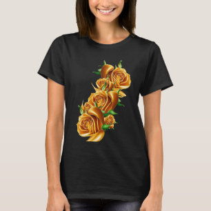 Camiseta Hermosas flores de oro rosa