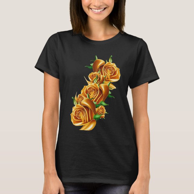 Camiseta Hermosas flores de oro rosa (Anverso)
