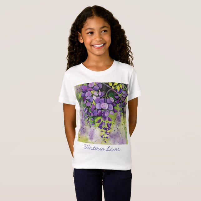 Camiseta Hermosas Flores De Wisteria En Acuarela (Anverso completo)