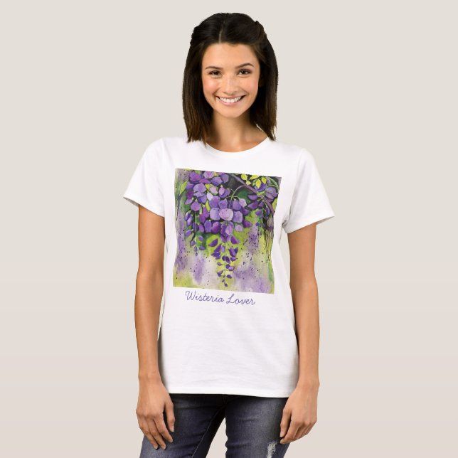Camiseta Hermosas Flores De Wisteria En Acuarela (Anverso completo)