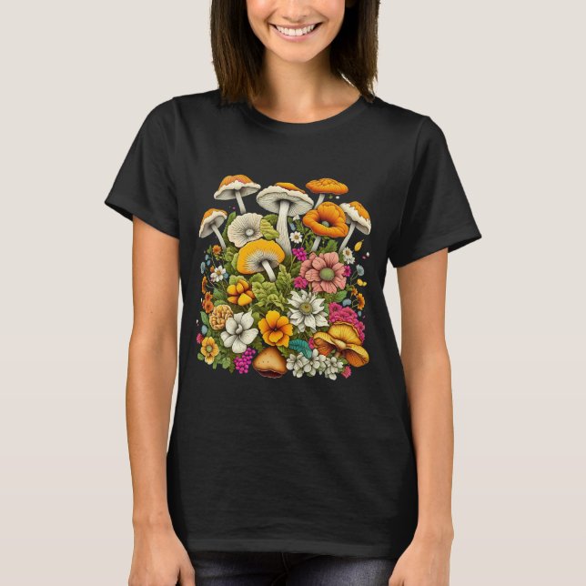 Camiseta Hermosas Flores Y Hongos (Anverso)