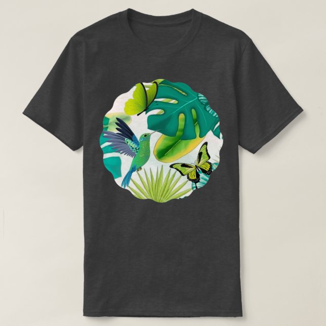 Camiseta Hermosas flores y mariposas en verano 1 (Diseño del anverso)