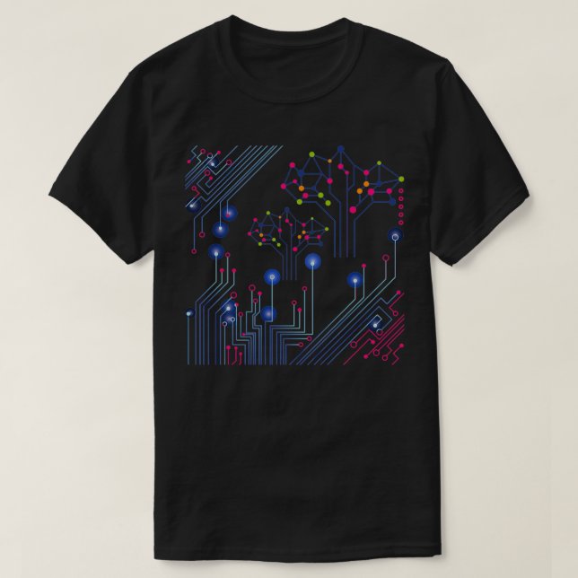 Camiseta Hermosas líneas de seguimiento de placas de circui (Diseño del anverso)