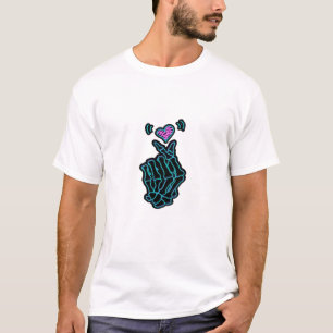 Camiseta Hermosas Manos De Esqueleto Con Una Señal Cardíaca