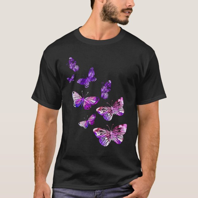Camiseta Hermosas mariposas Chicas mariposas púrpura maripo (Anverso)