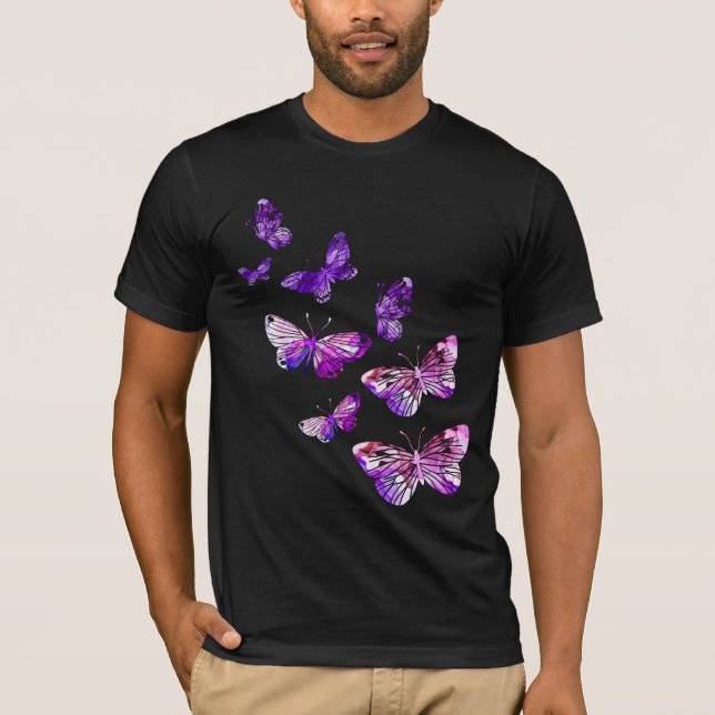 Camiseta Hermosas mariposas Chicas mariposas púrpura maripo (Anverso)