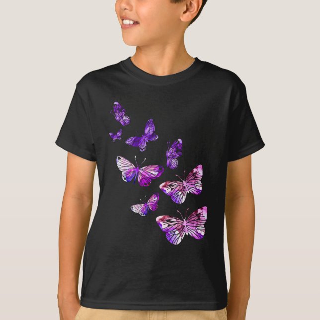 Camiseta Hermosas mariposas Chicas mariposas púrpura maripo (Anverso)