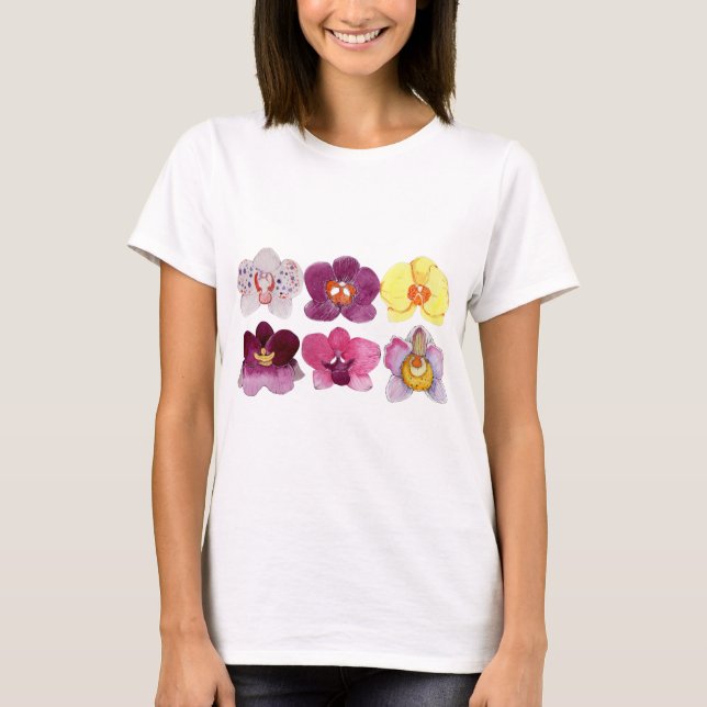 Camiseta hermosas orquídeas de colores (Anverso)
