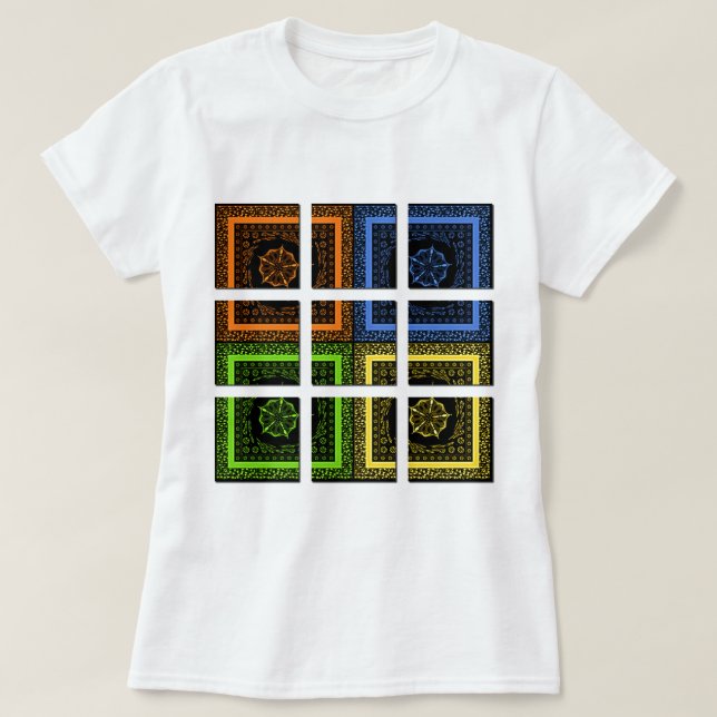 Camiseta Hermosas rayas geométricas a cuadros de colores (Diseño del anverso)
