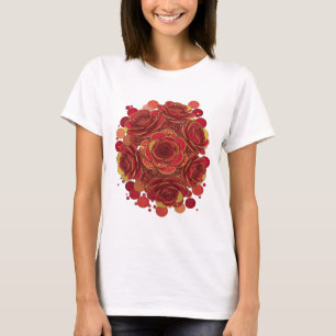 Camiseta Hermosas ROSAS ROJAS y ESTRELLAS BRILLANTES
