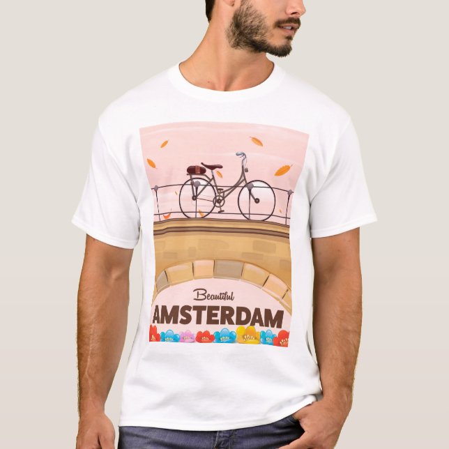 Camiseta Hermoso afiche de viajes en bicicleta de Amsterdam (Anverso)