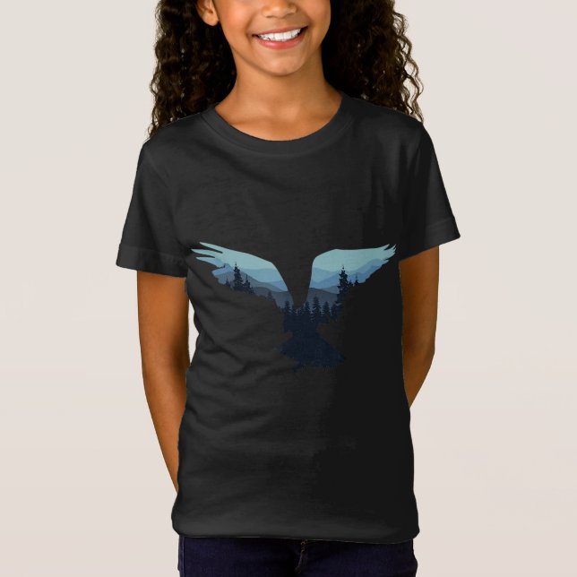 Camiseta Hermoso Aguila Voladora Noche Cielo Pájaro Silho (Anverso)