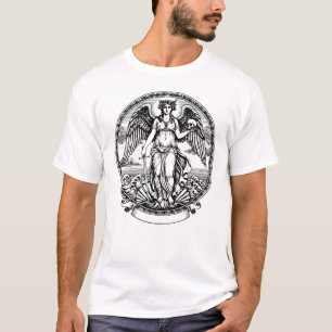 Camiseta Hermoso ángel griego alado con espada y calavera