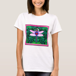 Camiseta Hermoso arte enmarcado “Crackel enmarcado libélula