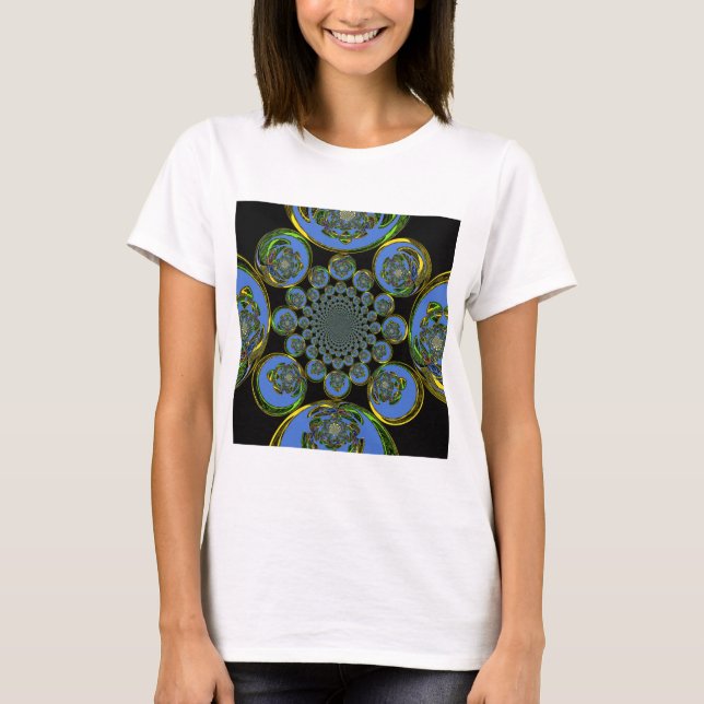 Camiseta Hermoso arte fresco azul real negro Kaleidoscope (Anverso)