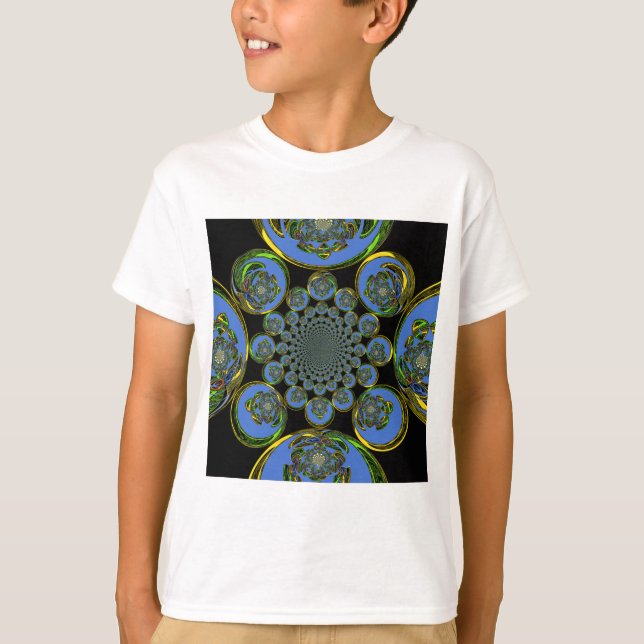 Camiseta Hermoso arte fresco azul real negro Kaleidoscope (Anverso)